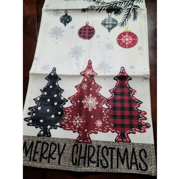 Christmas Table Runner Cottage Farmhouse Decor Red Black Holiday Decoration 120" - Picture 2 of 8